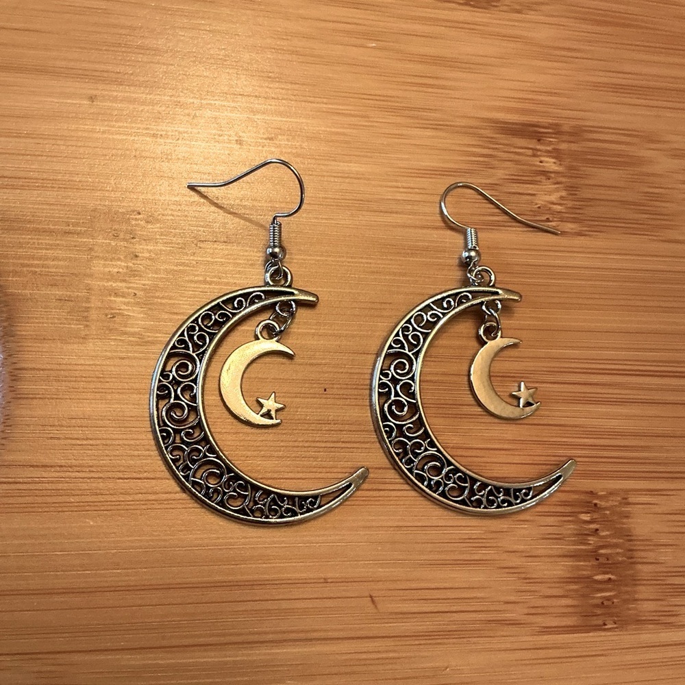 Crescent Moon Earrings - Picture 2 of 2